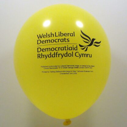 Welsh Black and Yellow Liberal Democrat Balloon