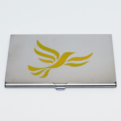 Silver Business Card Holder with Gold logo