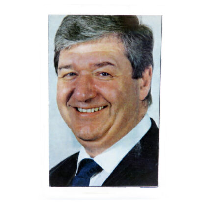 Clear plastic framed fridge magnet with picture of Alistair Carmichael