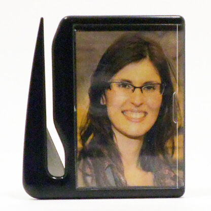 Black plastic letter opener with picture of Layla Moran
