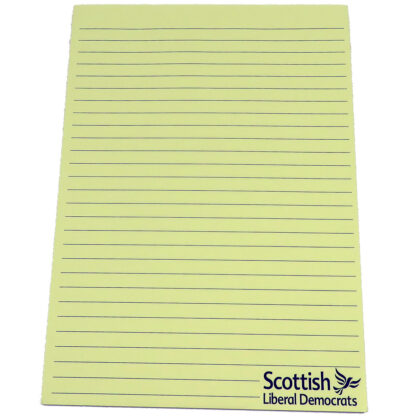A5 Yellow Lined Notepad with Scottish Party name / logo