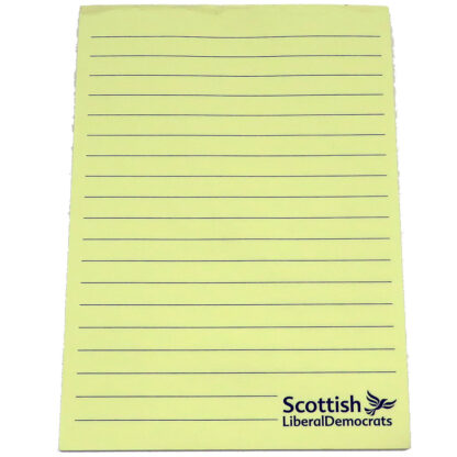 A4 Yellow Lined Notepad with Scottish Party name / logo