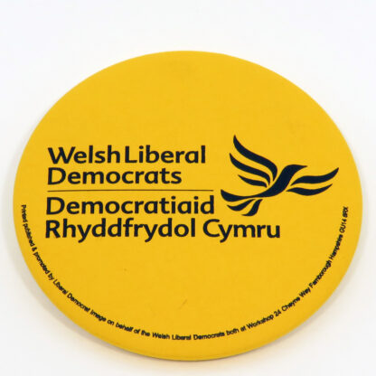 Gold badge with Welsh Liberal Democrats name and logo