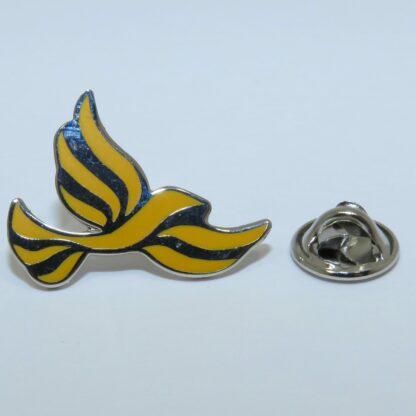 Yellow and silver effect bird shaped Lapel Pin