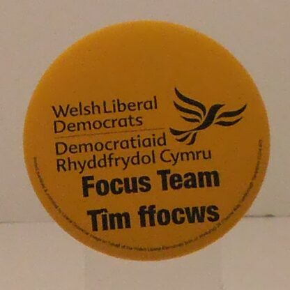 Yellow Welsh bilingual Focus Team badge
