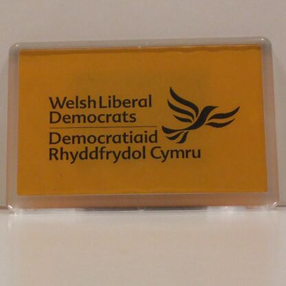 Yellow background Welsh Liberal Democrat fridge magnet