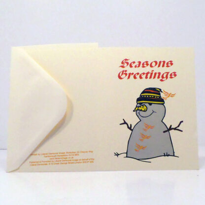 Christmas greeting card with Snowman to front