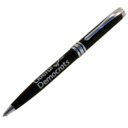 Quality Black Pen with Silver print Liberal Democrats and logo