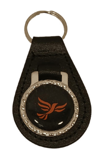 Black Leather Keyring Orange Bird