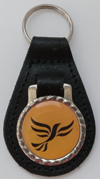 Blue Leather Keyring Black Bird