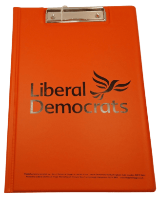 Orange Fold-over Clipboard with Lib-Dem Logo