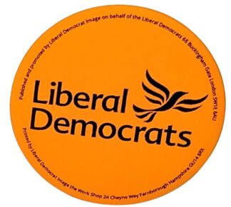 Liberal Democrats Badge Large Orange