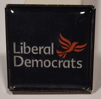Domed Black Orange Logo Print Lapel Square