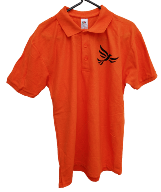 Lib Dem Polo Shirt Black Orange Logo